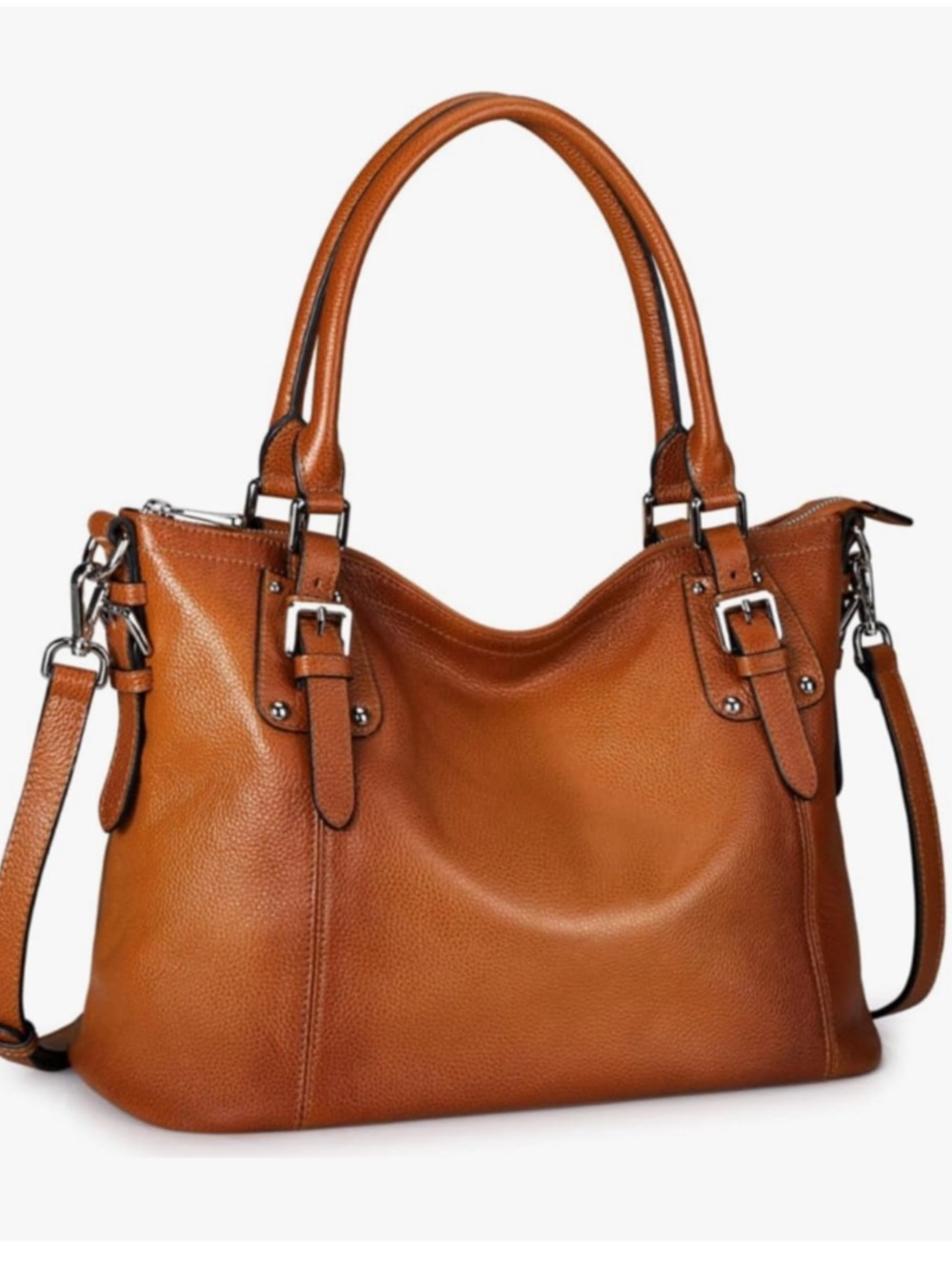 S-ZONE Women Genuine Leather Top-Handle Bag Large Shoulder Tote Handbag